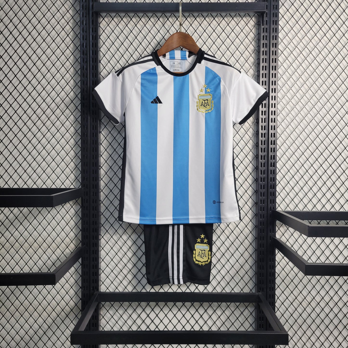 Conjunto Infantil Argentina Home Copa do Mundo 2022 "3 Estrelas"