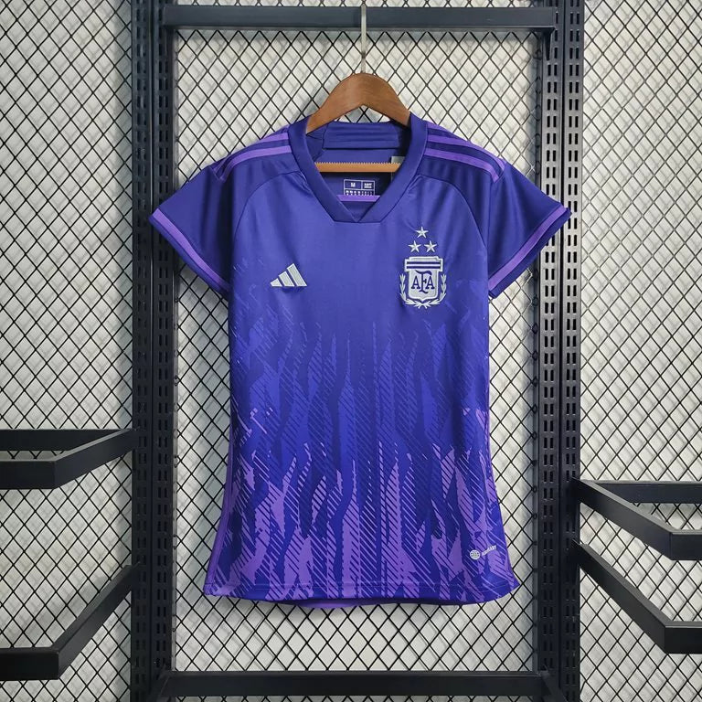 Camisa Torcedor Argentina Away Feminina Copa do Mundo 2022 "3 Estrelas"