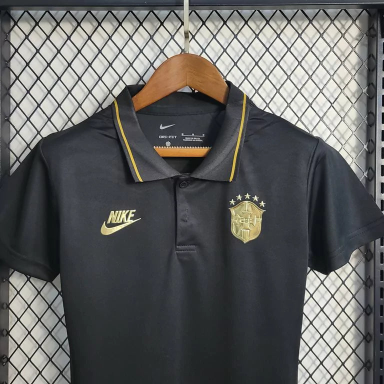 Camisa Torcedor Brasil Polo Preta Feminina 2022