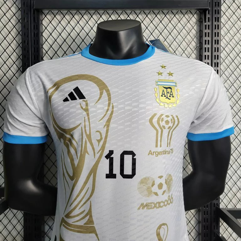 Camisa Jogador Argentina Edição Comemorativa Copa do Mundo 2022
