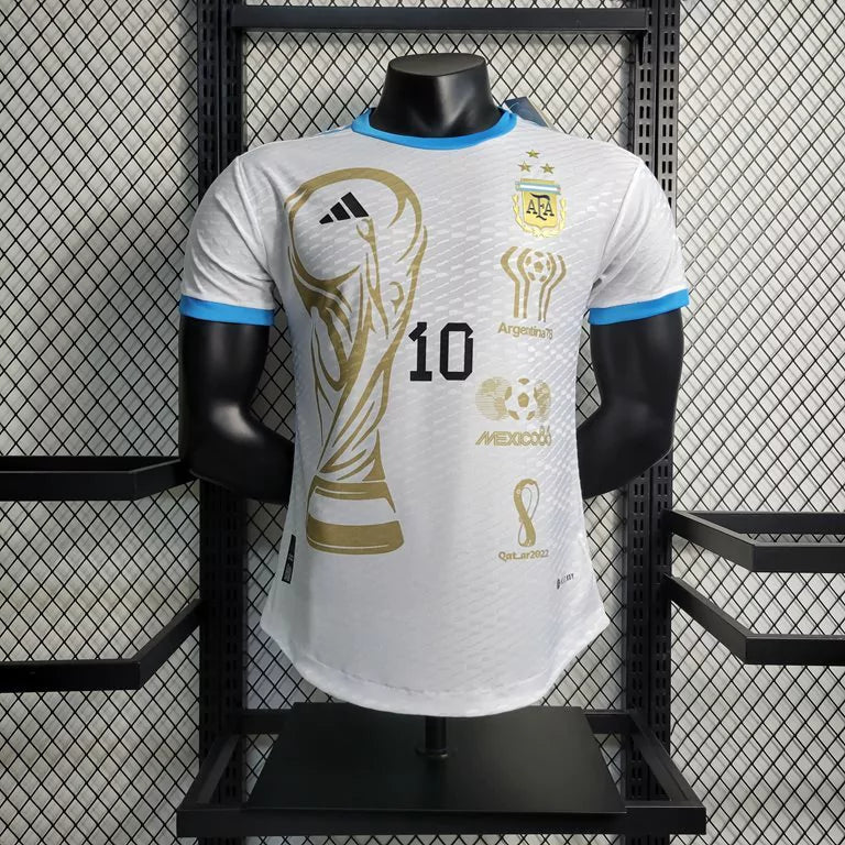 Camisa Jogador Argentina Edição Comemorativa Copa do Mundo 2022